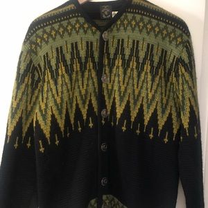 Vintage Norvyk Ren Dale 100% Wool Buttoned Down Sweater - Size Medium